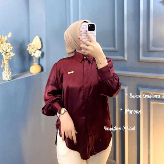 Kemeja Basic Wanita Cradenza Silk Premium / Atasan Kemeja basic cradenza silk / Kemeja formal casual