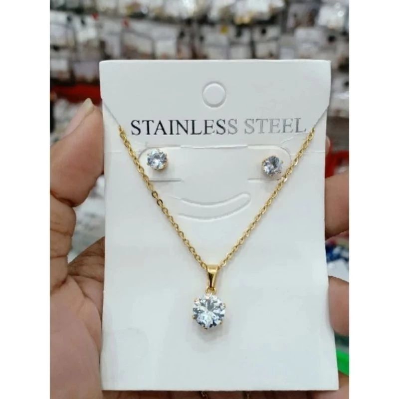 kalung fishion wanita titanium model korea set anting-kalung titanium wanita set anting kualitas bag