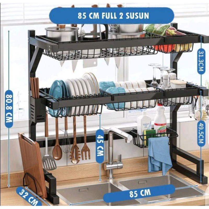 RAK PIRING WASTAFEL85 cm 2 susun