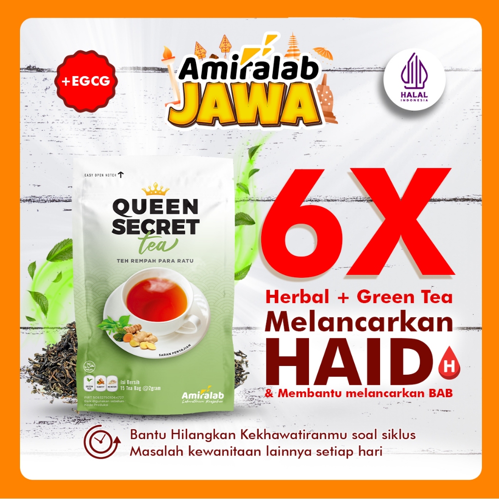 

AMIRALAB Queen Secret Tea Minuman Teh Pelancar Haaid Telat Terlambat Siklus K3putihan Kesehatan Wanita 15 Bag
