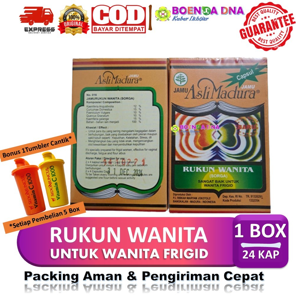 JAMU RUKUN WANITA 1 BOX ISI 24 KAPSUL ASLI MADURA PENAMBAH GAIRAH WANITA BISA COD