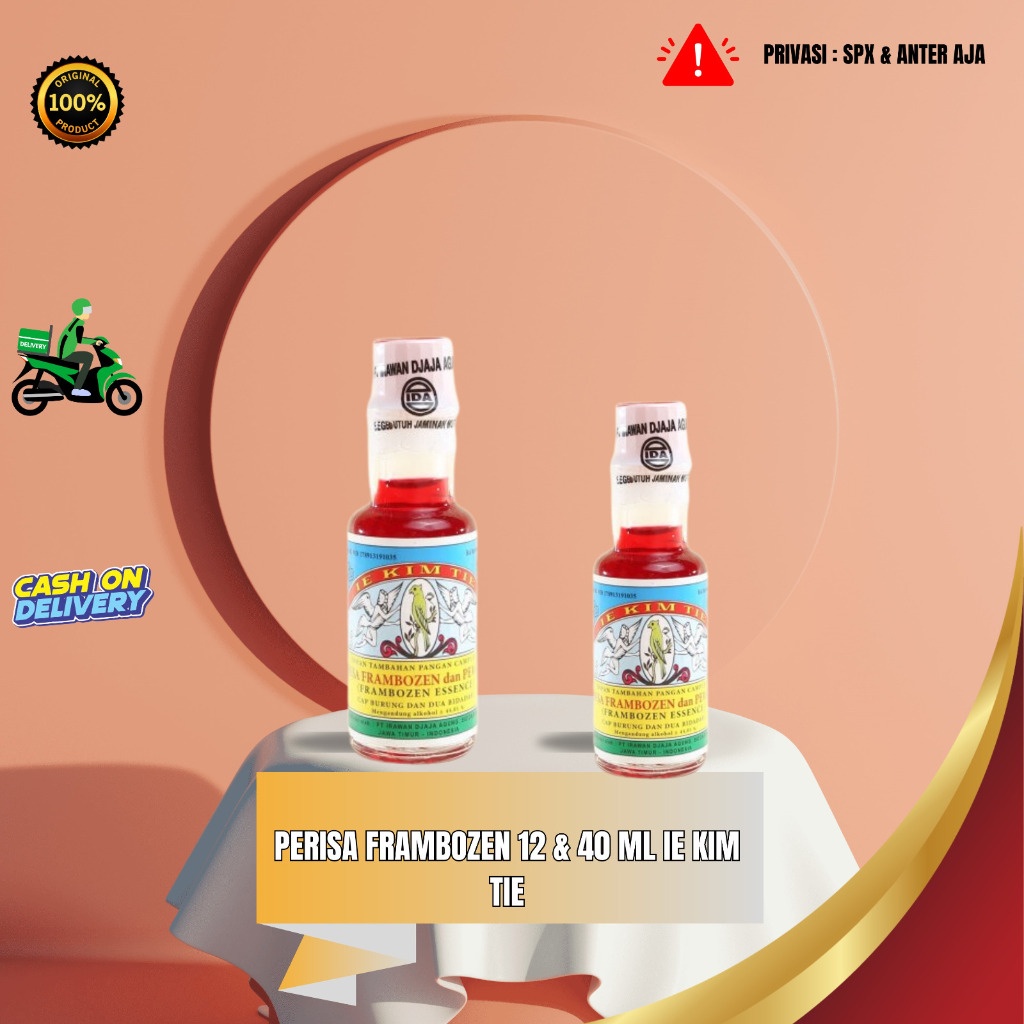 

PERISA DAN PEWARNA IE KIM TIE Vanillie dan Frambozen 12 ml &40 ml