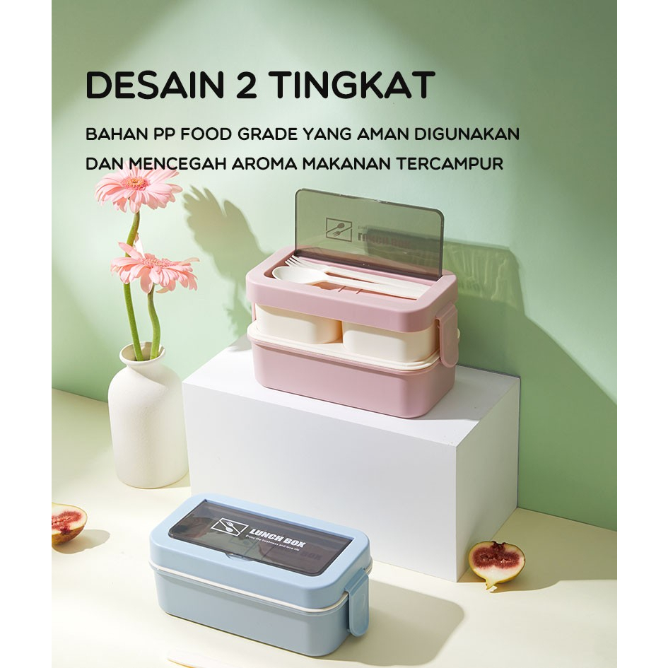 BONBOX Kotak Makan / Lunch Box / Kotak Bekal Anak BTW 21203 / 40 single / 70 / 100