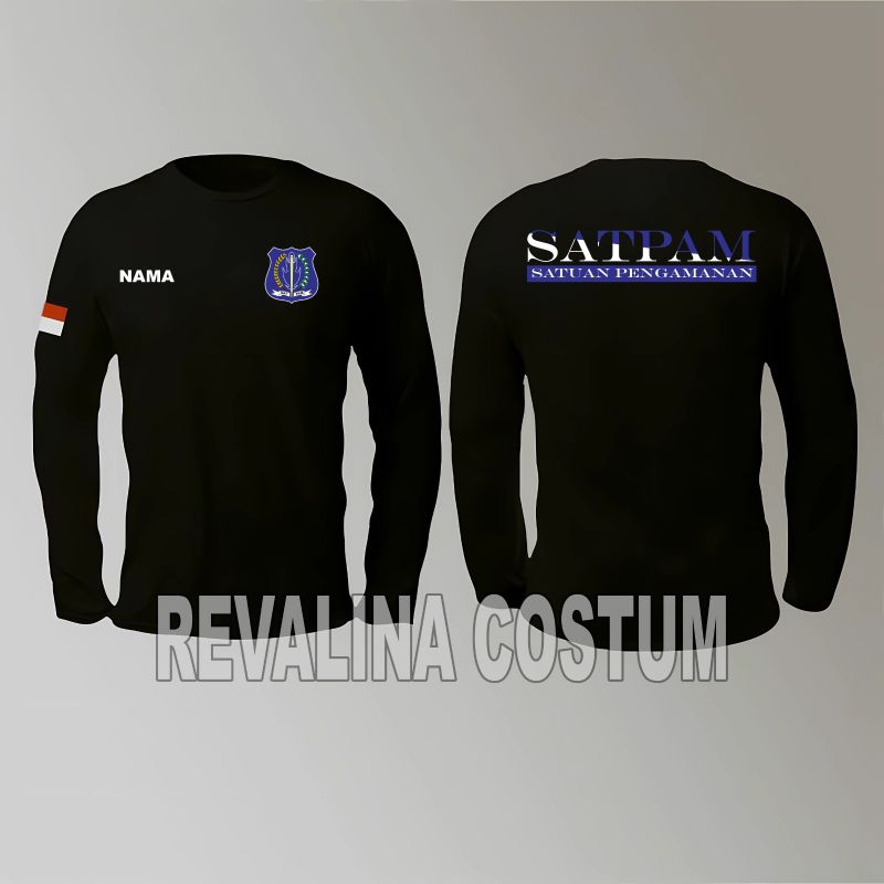 KAOS SATPAM LENGAN PANJANG/ BAJU SECURITY PRIA WARNA HITAM TERBARU