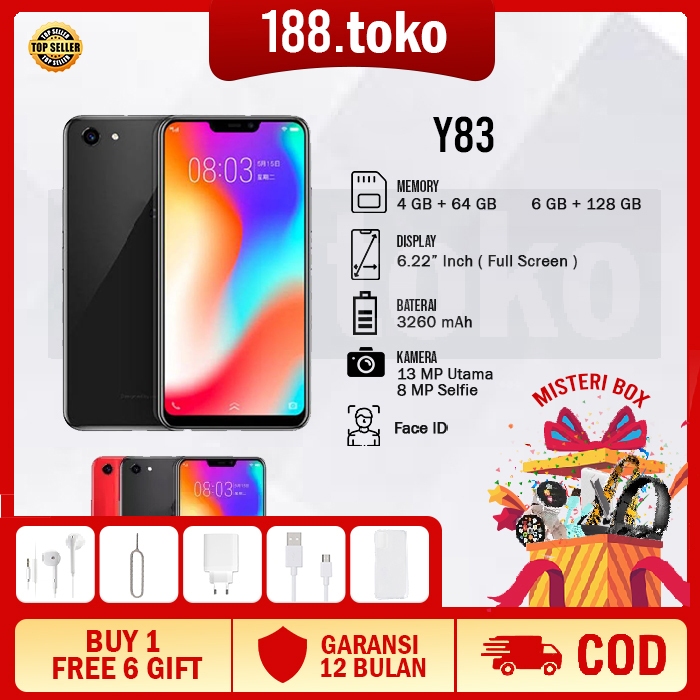Hp  VIVO Y83 Ram 6/128 6.22inch Garansi 1 Tahun Murah