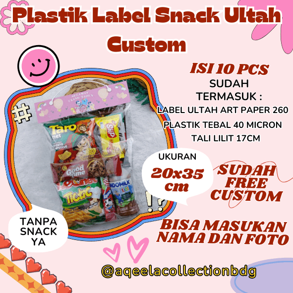 

[10Pcs]Plastik Label Snack Ultah Custom Uk 20x35cm Ulang tahun