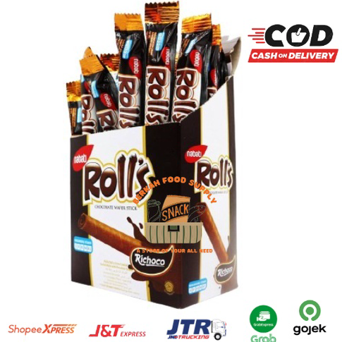 

★★★★★ ( BERKAH ) Nabati ROLLS Box 20 pcs x 8 gr Roll’s Cheese Chocolate Richeese Coklat Keju Snack Cemilan Anak Ready