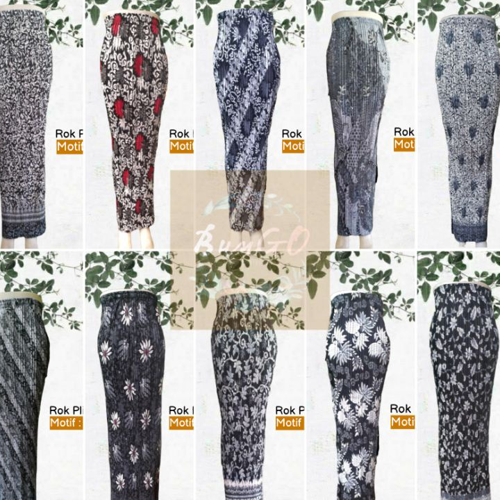 Baru (BunGO) Rok Plisket Batik Bawahan Kebaya Warna Abu/Silver Terbaru 2022 - Rok Pesta - Rok Kerja 