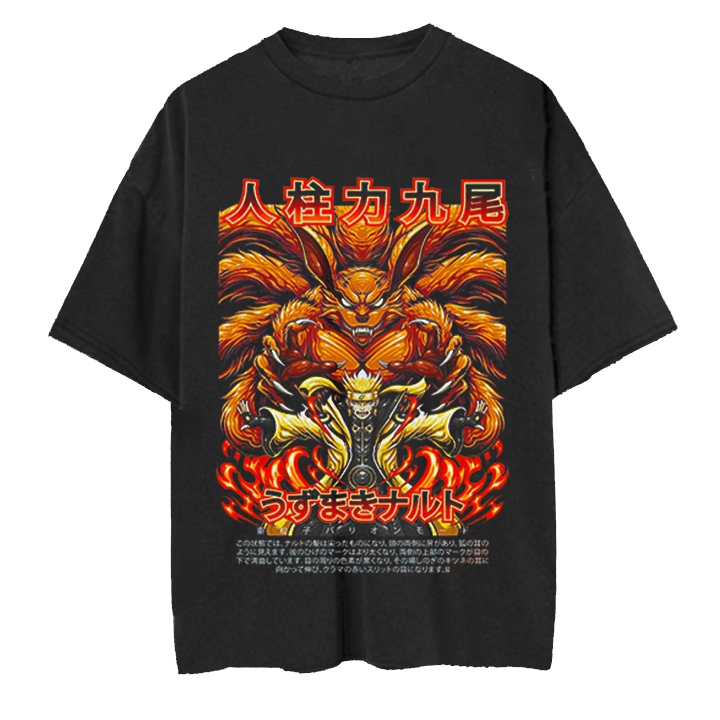 Kaos Anime Naruto And Kiyubi  Bootleg Premium Oversize Shirt