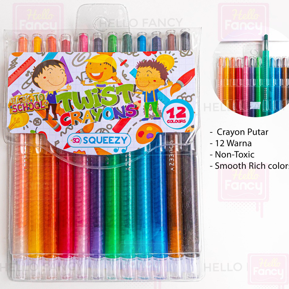 

➼➳✿✯ Crayon Putar Squeezy Panjang Murah 12 Warna / Krayon Squeezy / CP-SQ1000
