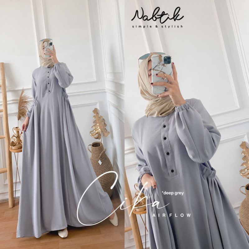 Gamis Cika Dress Crinkle Airflow Premium / Gamis Cika Crinkle Airflow / Gamis Terbaru