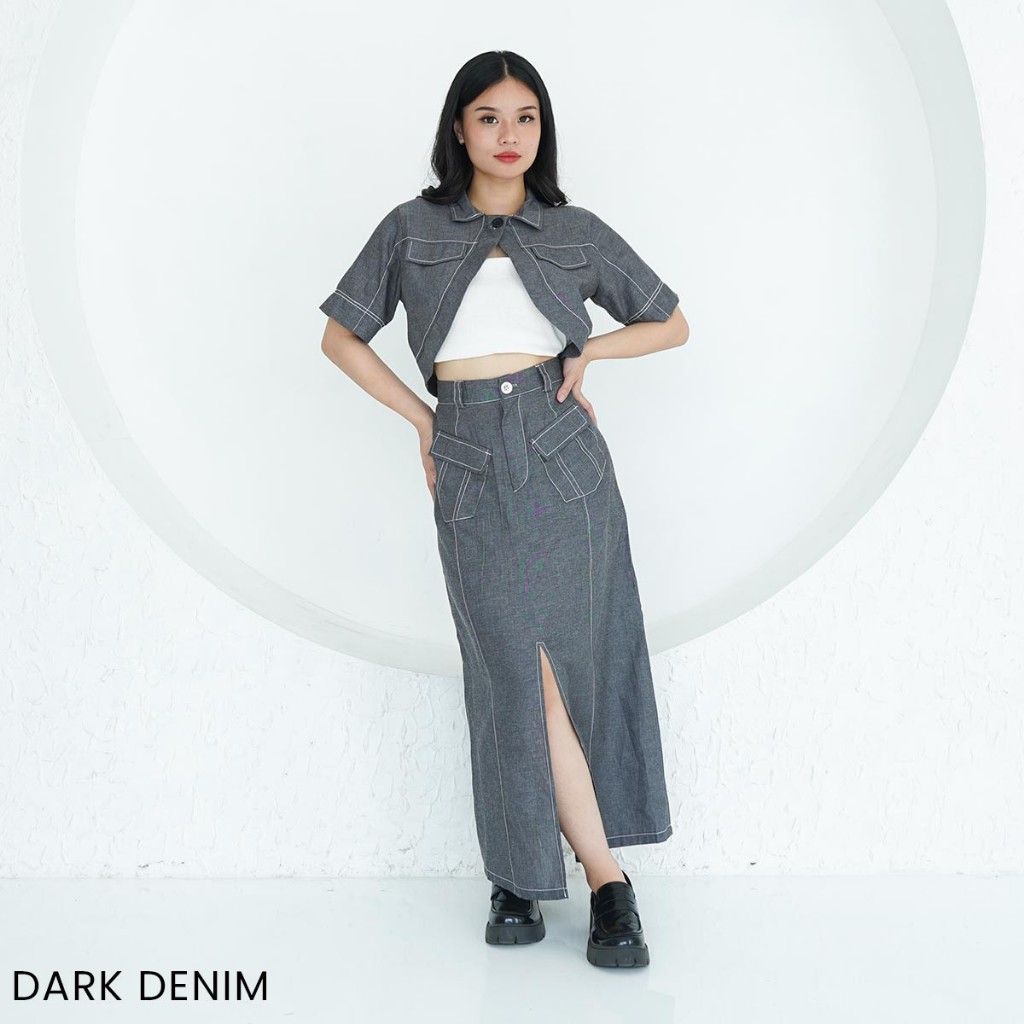 Bolero lengan pendek denim look syala outer crop top wanita kekinian lengan pendek