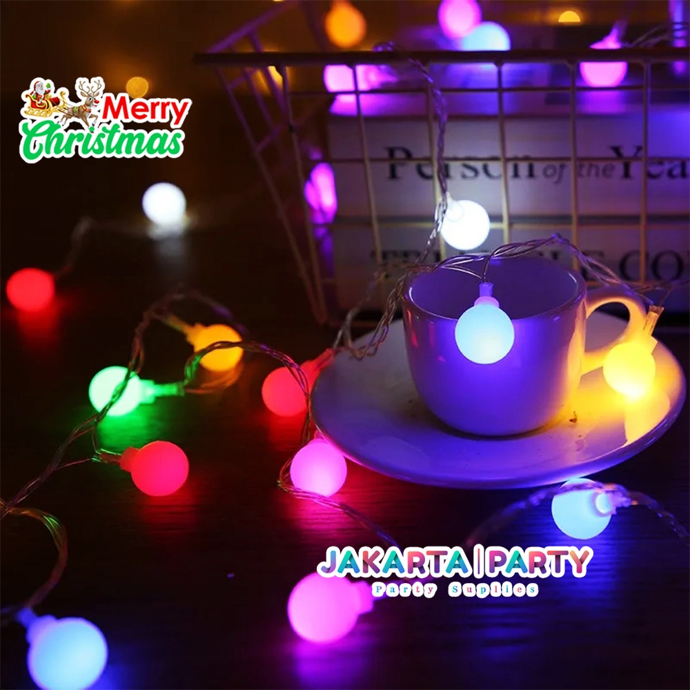 Lampu Hiasan Natal Model Bulat / Hiasan Dekorasi Natal