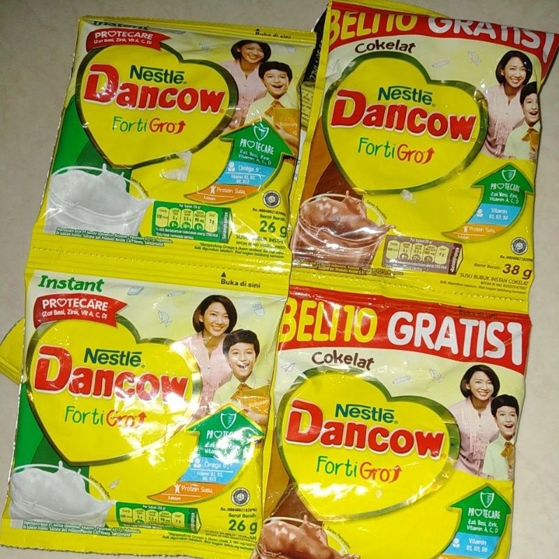 

Dancow sachet /susu Dancow 1 Renceng 10 sachet Coklat 39 gr dan putih 27 gr