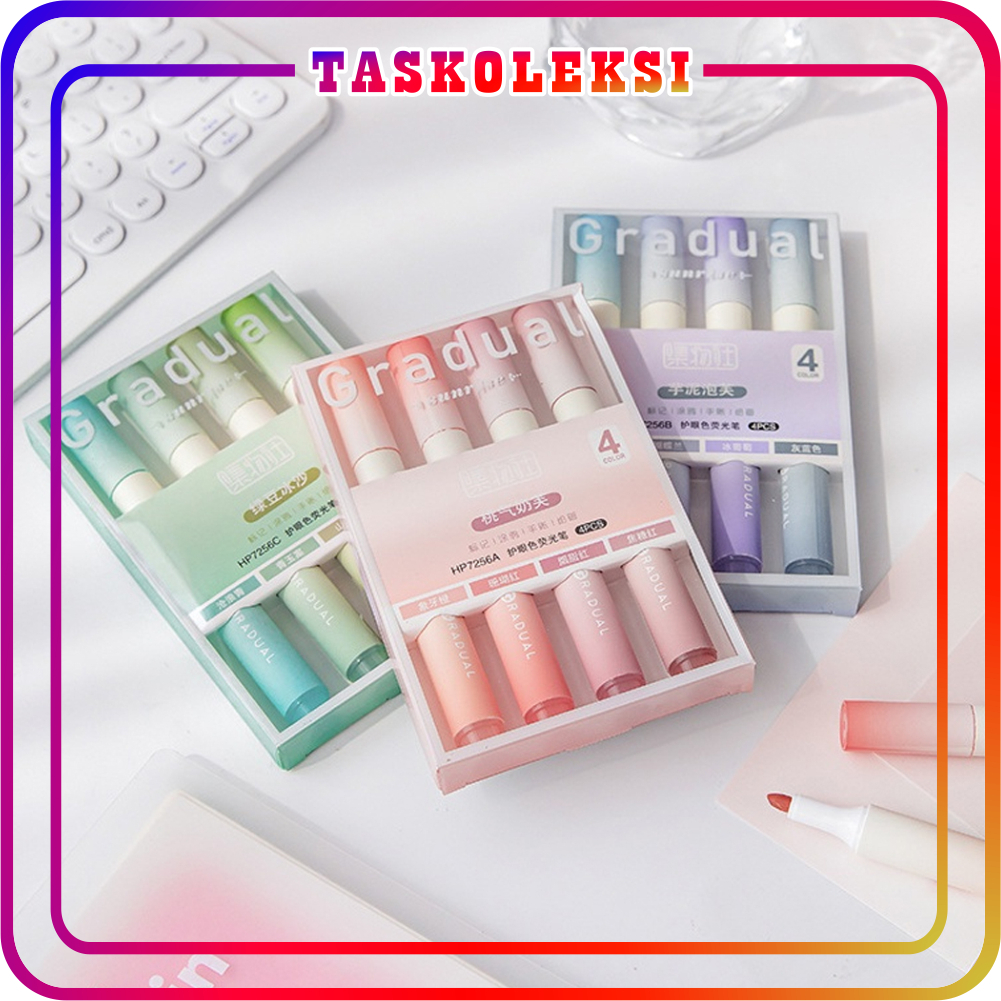 

☛TK☚ Satu Keluarga Highlighter Pastel Penanda Teks Set 4IN1 Alat Tulis Sekolah Textliner Stasionary Spidol Pen Marker Warna Gradasi Painting Multifungsi S107
