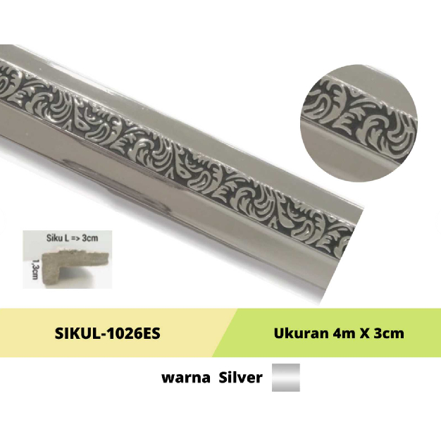 Lis Plafon Siku L Silver  PVC 2m x 3cm  Mrk. JANUR