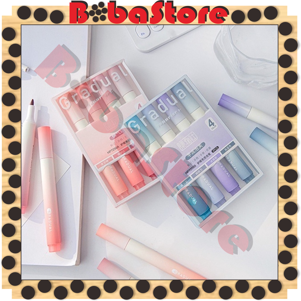 

⭐Bobastore⭐ Highlighter Pastel Penanda Teks Set 4IN1 Alat Tulis Sekolah / Spidol Pen Marker Warna Gradasi Painting Multifungsi / Textliner Stasionary Import S107