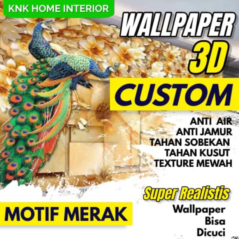 Wallpaper 3D / Wallpaper 3D Plafon / Wallpaper 3D Burung Merak / Wallpaper 3D Classic / Wallpaper 3D