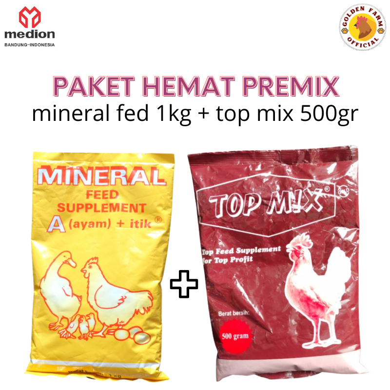 Satu paket Mineral feed supplement + Top Mix campuran pakan Ayam