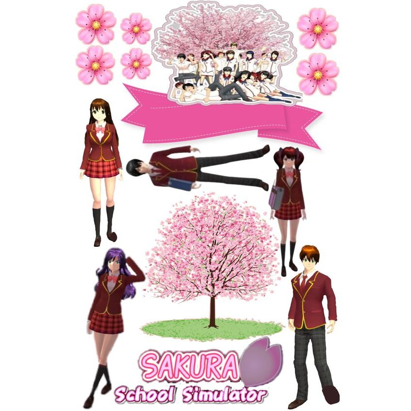 Topper Sakura School Simulator/Topper Cake Happy Birthday Bisa Request Nama dan umur/Topper Sakura S