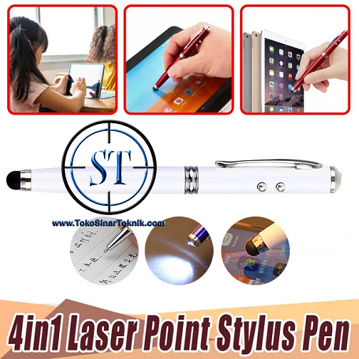 

Pena Pulpen Multifungsi 4 in 1 Laser Pointer Touch Screen Pen Stylus Senter Ballpoint Office