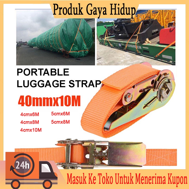 4CM*10M Tali Kecepatan Ratchet Tie Down 10 TON /Cargo Lashing Belt /Trackbelt Tali Ikat Sabuk Truk t