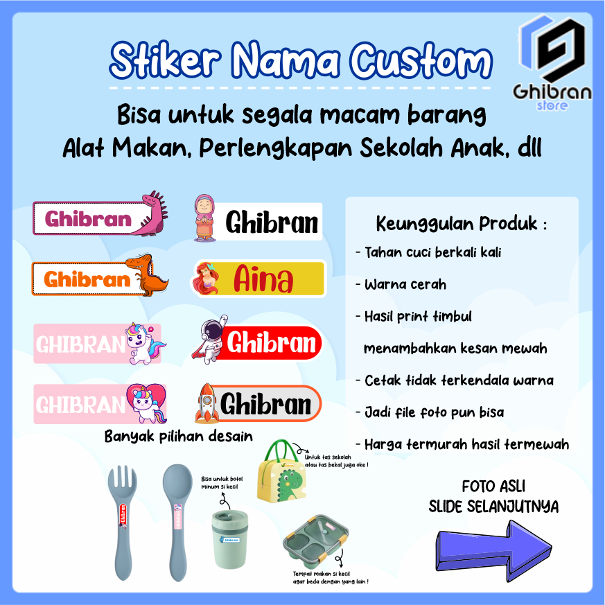 

Stiker DTF UV - Stiker nama custom - Stiker alat makan tempat makan - Stiker waterproof - Stiker anti air - Stiker pencil pensil