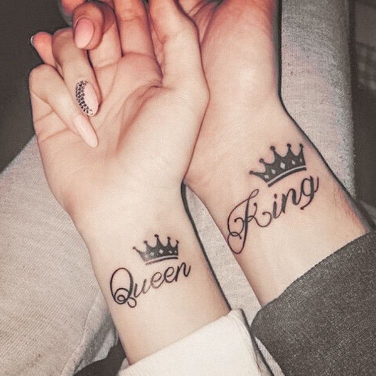 ❤️️ Sepasang Tato Temporer Couple Tato king Tato Queen Tato Pasangan kecil Stiker Tato Minimalis - S