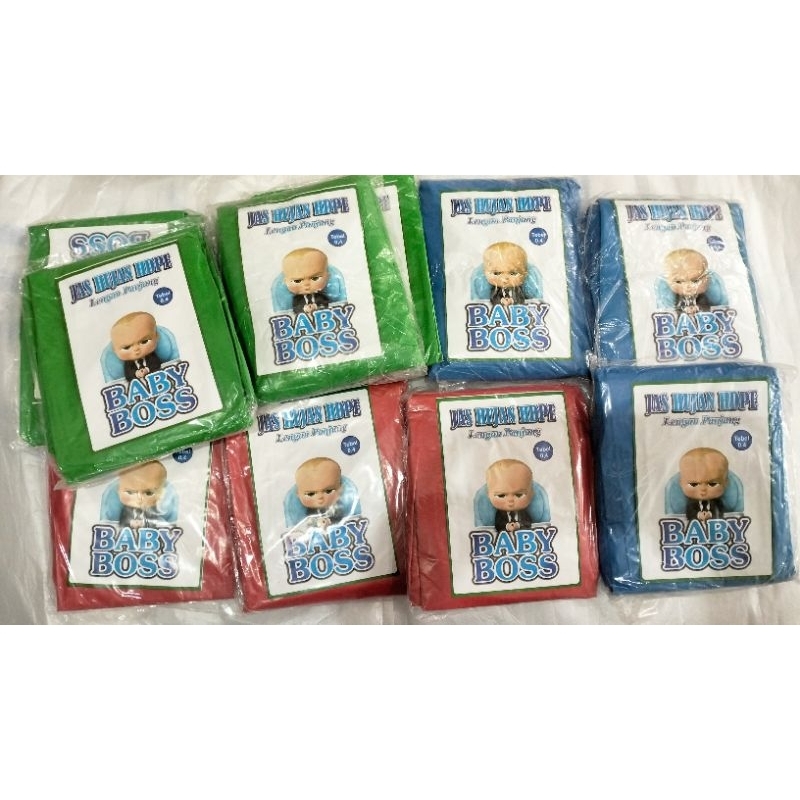 JAS HUJAN PLASTIK POCHO / GAMIS CAP BABY BOSS 12PCS /PERLUSIN