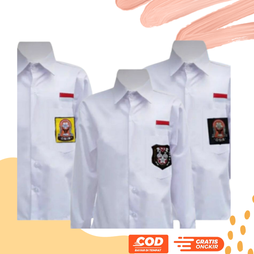 Seragam Sekolah Kemeja Lengan Panjang SD SMP SMA Putih Polos Pria dan Wanita