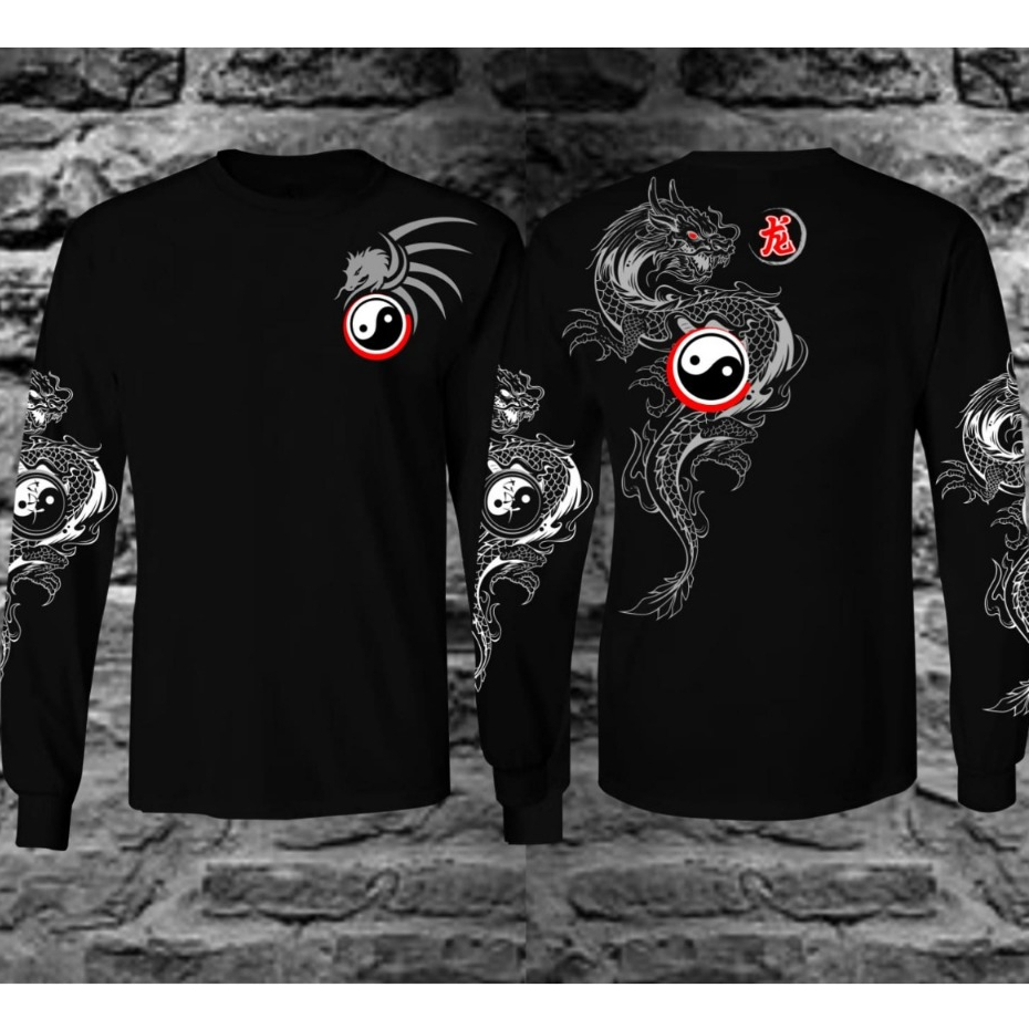 T-SHIRT KAOS PRIA LENGAN PANJANG KAOS PRIA MOTIF DRAGON BAJU KAOS GAMBAR NAGA JEPANG KAOS SAMURAI KA