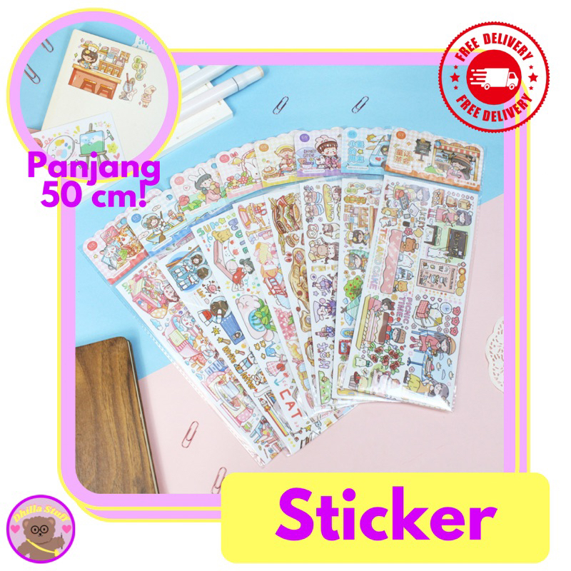 

STICKER WASHI TAPE | STICKER 50 CM | STICKER AESTHETIC JOURNAL | Sweetheart Colorful World 50cm Special Diary Deco Stickers