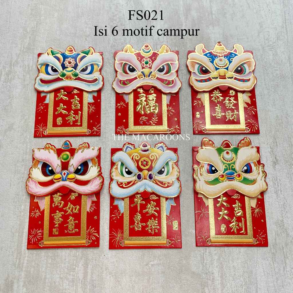 

Angpao Imlek Barongsai / Premium Pendek Model Tanduk Hong Bao Fung Pao Amplop Murah Ready Stock