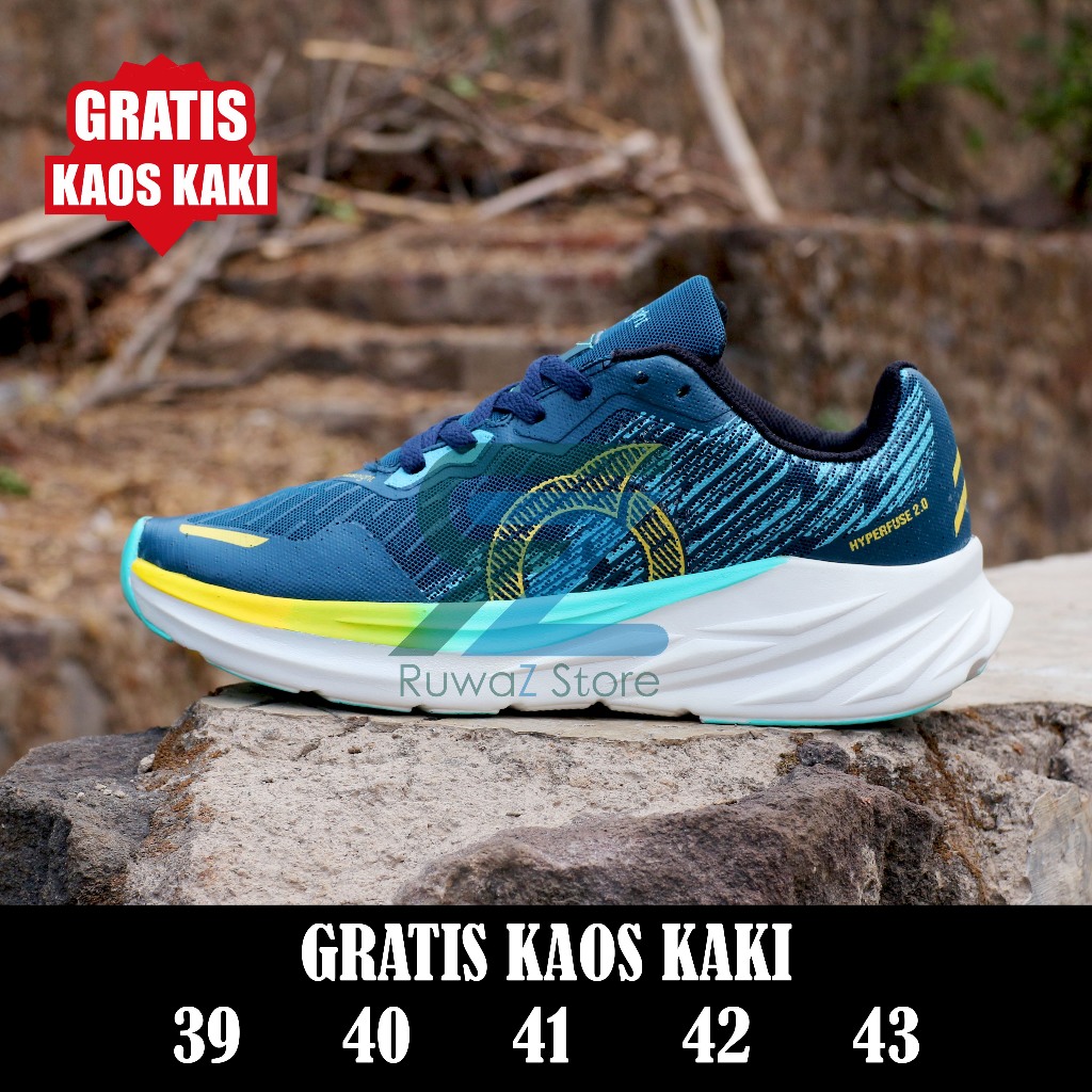 221100 PROMO SEPATU RUNNING ORTUSEIGHT HYPERFUSE 2.0 NAVY YELLOW SEPATU OLAHRAGA LARI MURAH