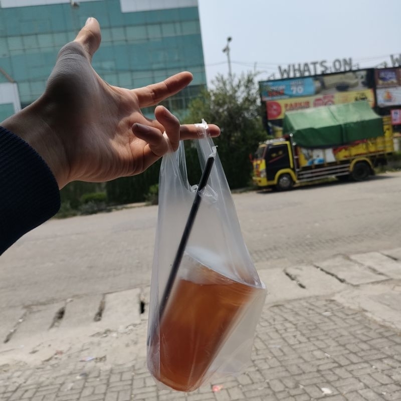 kantong gelas teh solo/gantong gelas 1cup/kantong bening gelas/kantong cup bening