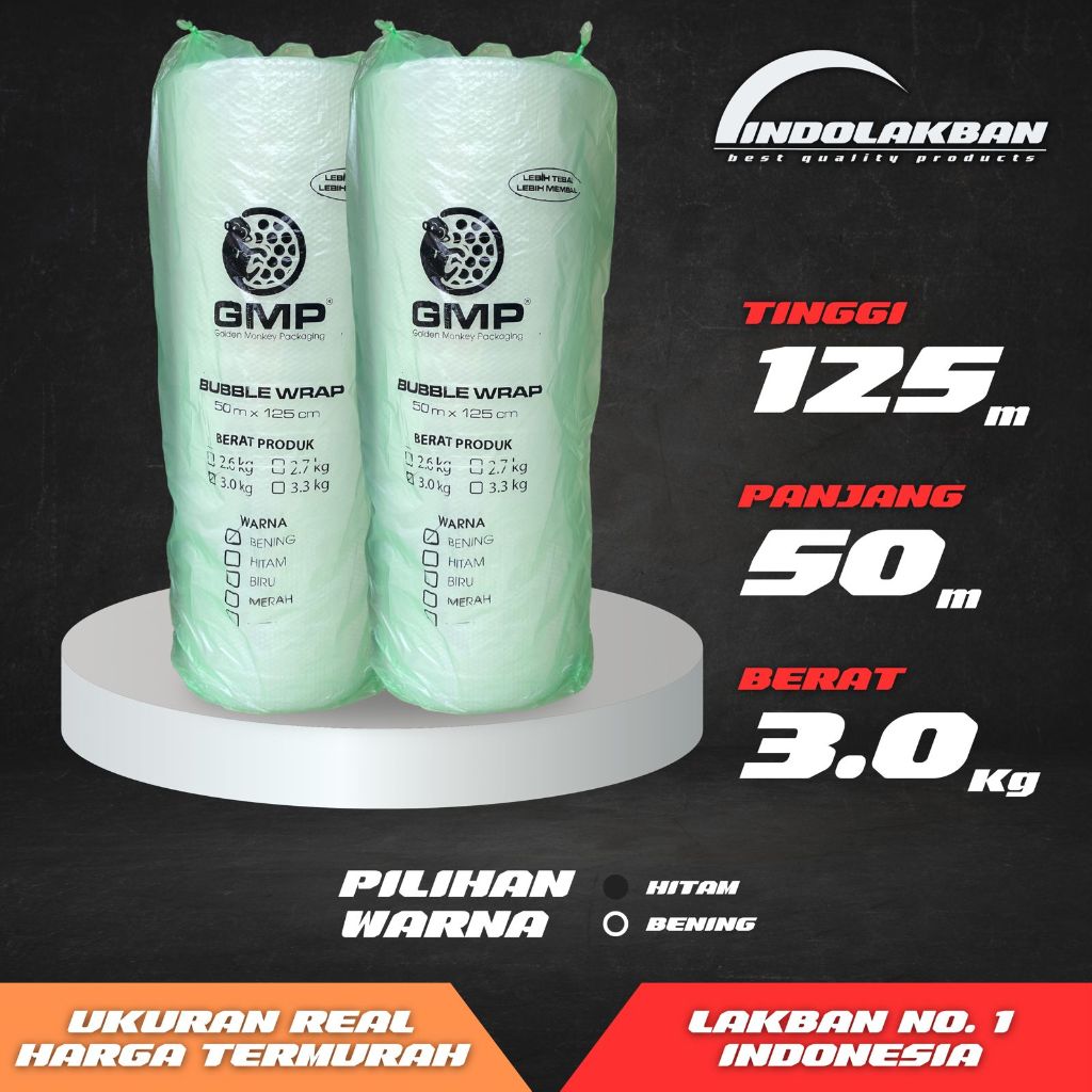 

Bubble Wrap GMP Recycle Ekonomis Bening 3 kg 125 cm x 50 m // HARGA GROSIR PABRIK