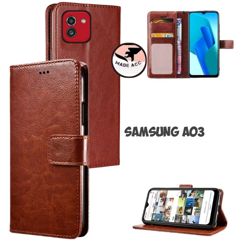 SAMSUNG A03 casing dompet flip cover leather case kulit premium