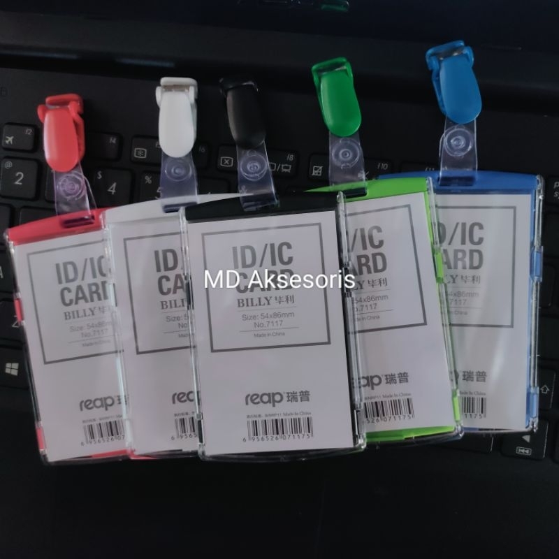 

Tempat Id Card Akrilik Transparan Tempat Id Card Acrylic Transparan vertikal + Jepit Id Card plastik mic Alumunium