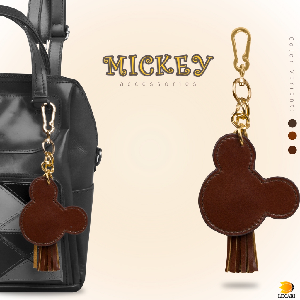 Gantungan Tas Mickey Kulit Asli Lecari