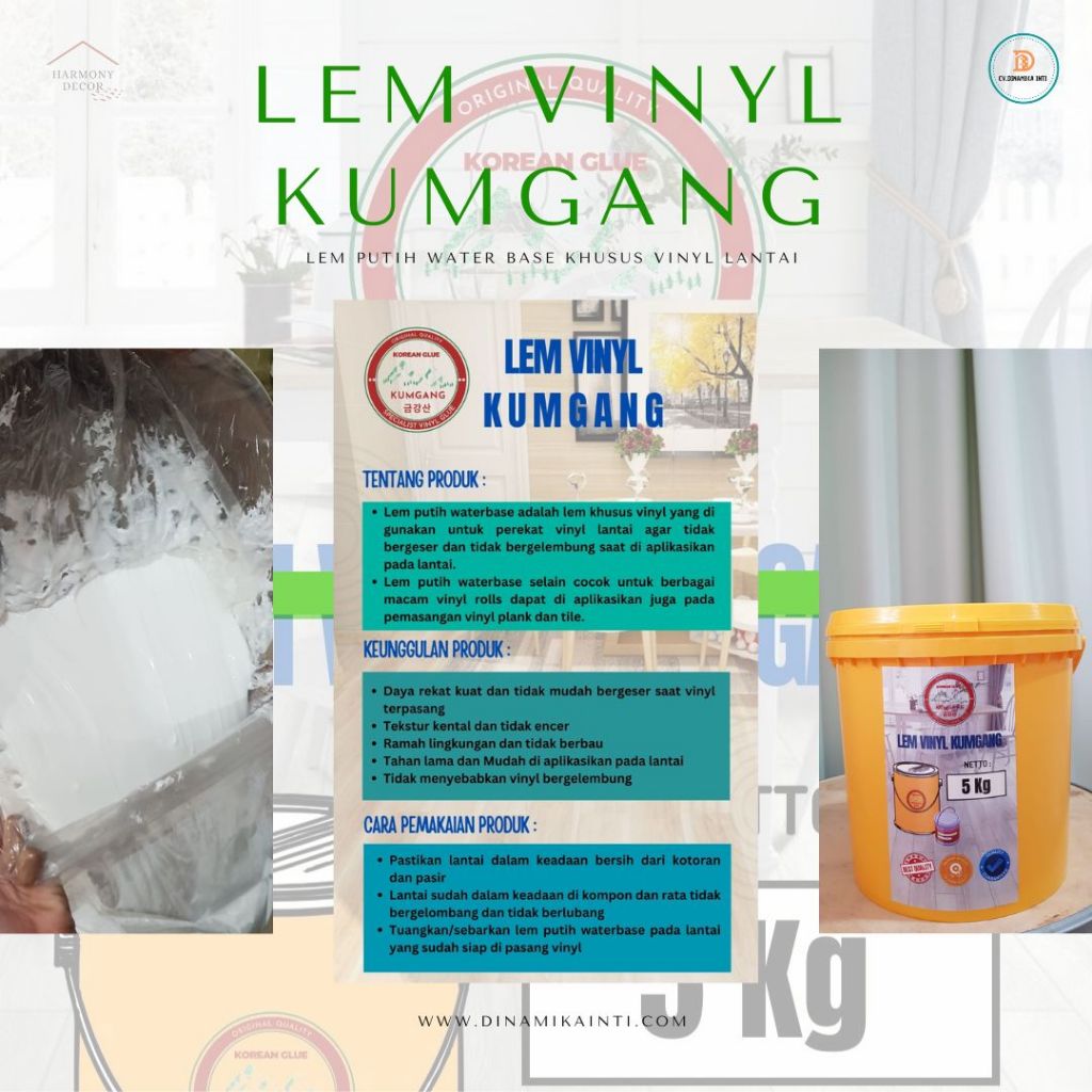 Lem Putih Water Base Khusus Vinyl Lantai/Kumgang Lem Vinyl Korea