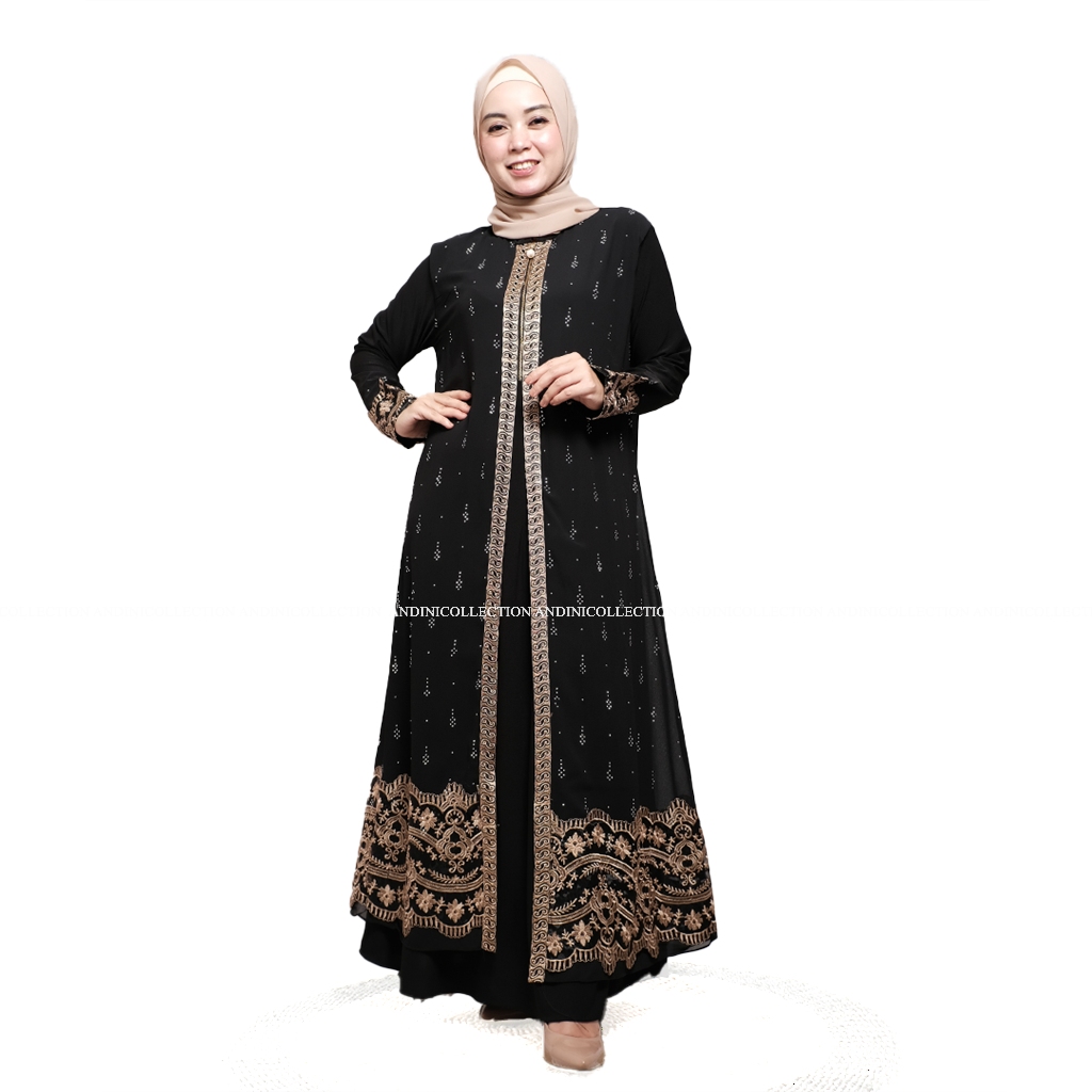 ANDINICOLLECTION Abaya Hitam 310 - Gamis Wanita Abaya Hitam / Gamis Hitam Umroh / Abaya Hitam Turkey