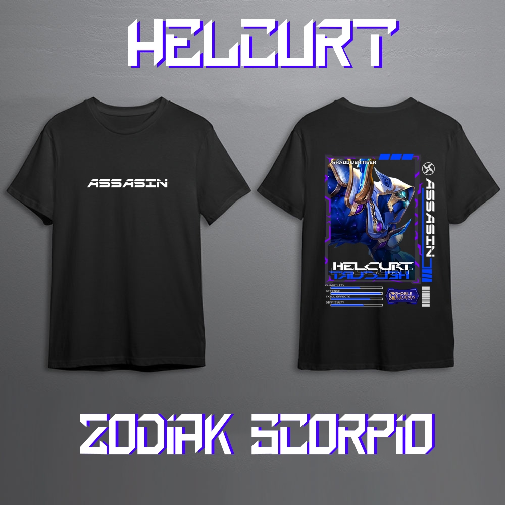 Kaos Pria Mobile Legend Hero HELCURT Skin Keren//Kaos Mobile Legend//Kaos ML//Kaos Skin HELCURT