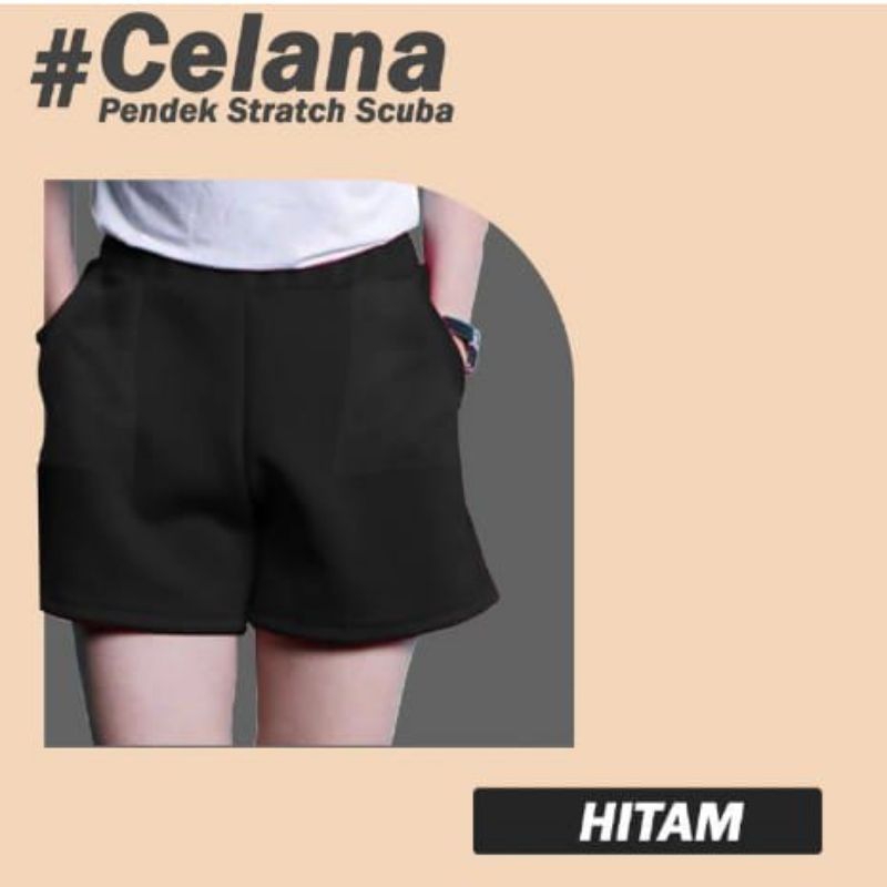 Celana pendek wanita bahan scuba hotpen wanita dewasa celana pendek jumbo kulot 3/4 jumbo