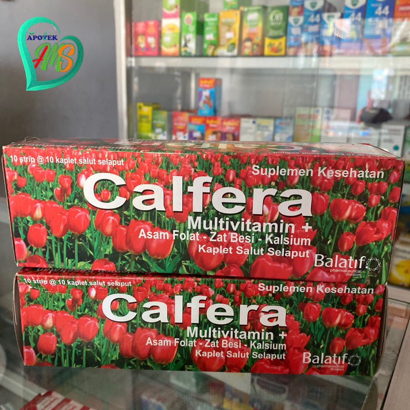 Calfera Multivitamin Asam Folat - Zat Besi - Kalsium | Per Strip Isi 10 Kaplet