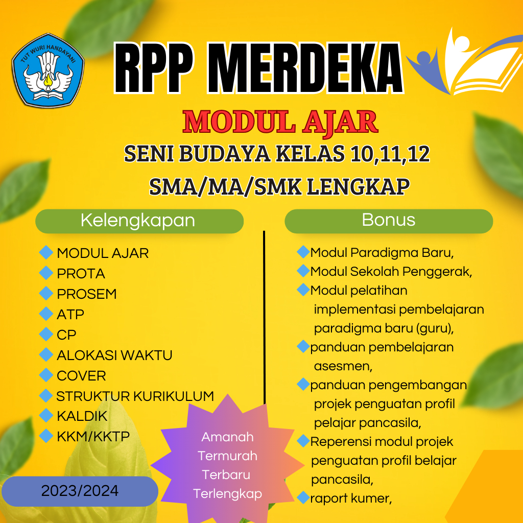 

MODUL AJAR SENI BUDAYA KELAS 10,11,12 SMA/MA KURIKULUM MERDEKA LENGKAP