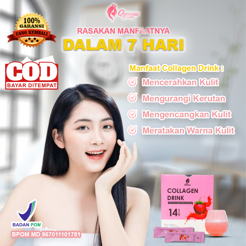 BISA COD - QUEENSI COLLAGEN DRINK | MINUMAN KOLAGEN | MINUMAN PENCERAH KULIT