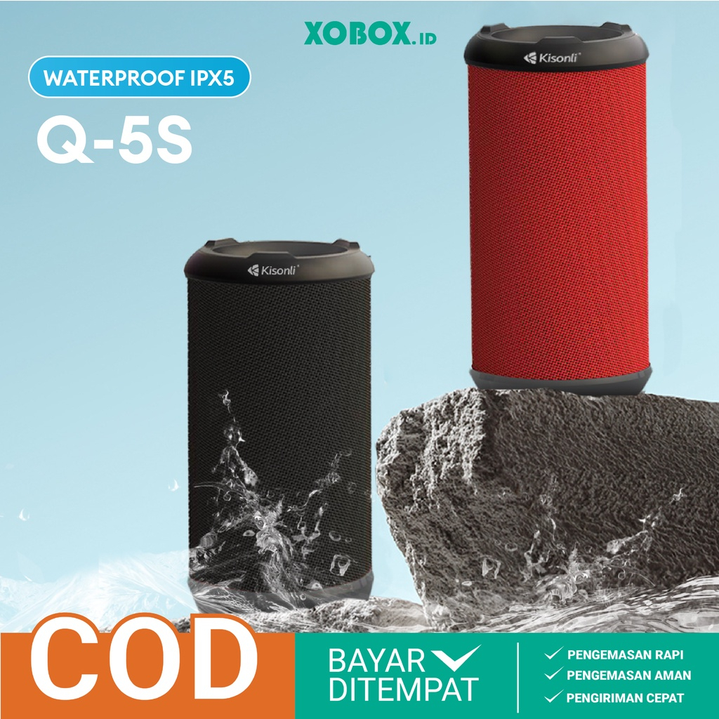 Speaker Bluetooth Q5S Kisonli  Dual Bass Support FM Radio, TF, AUX Portable - XOBOX