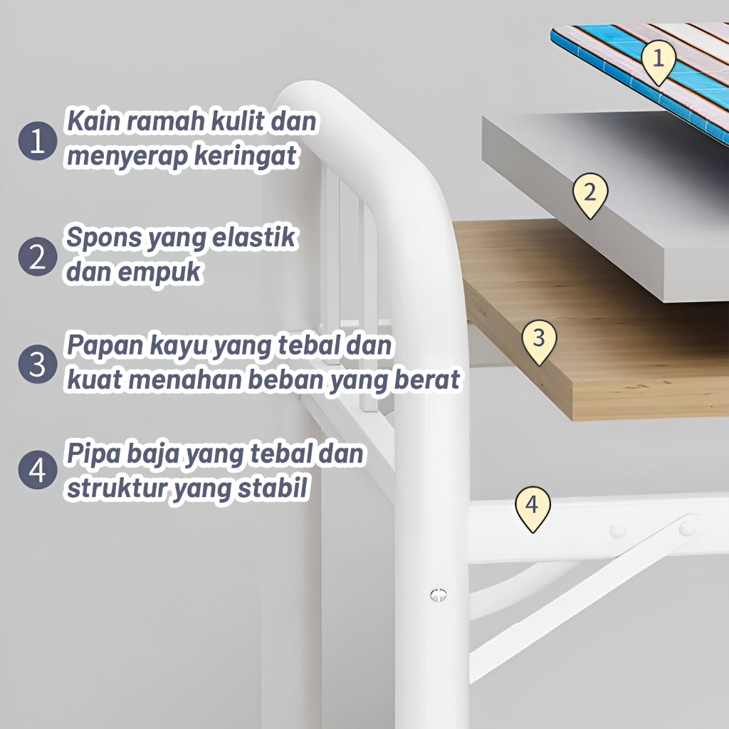 Tempat Tidur Lipat Dipan Folding Bed Portable / Ranjang Lipat Uk 100 cm &amp; 75 Aihomestore88