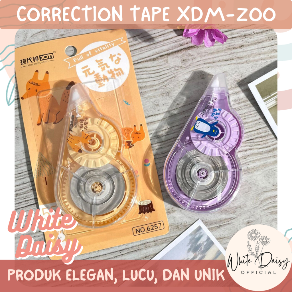 

Correction tape XDM-Zoo animal premium lucu imut unik pastel hewan