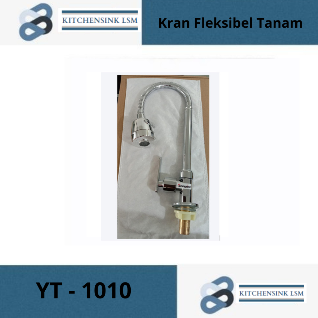 Kran Air Fleksibel Tanam Meja/Tembok Silver 2 Pancuran Air Kran Dapur